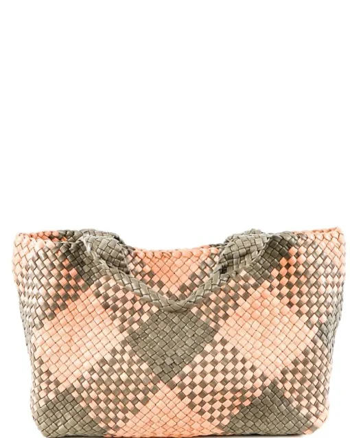 La Piscine Paris Sac cabas en cuir tressés rose et Falorni*Femme Sacs