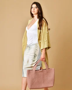La Piscine Paris Sac porté épaule en cuir tressé poudré Falorni*Femme Sacs
