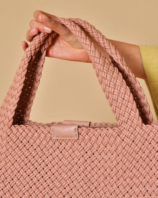 La Piscine Paris Sac porté épaule en cuir tressé poudré Falorni*Femme Sacs
