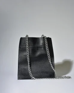 La Piscine Paris Sac sceau en cuir grainé avec chaîne argenté Falorni*Femme Sacs