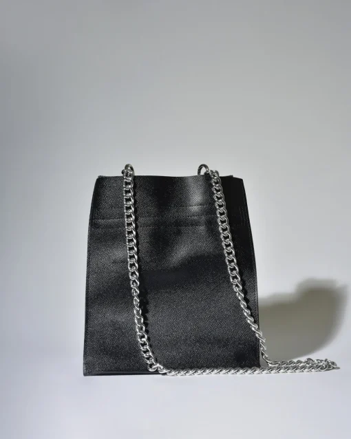 La Piscine Paris Sac sceau en cuir grainé avec chaîne argenté Falorni*Femme Sacs