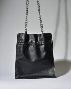 La Piscine Paris Sac sceau en cuir grainé avec chaîne argenté Falorni*Femme Sacs