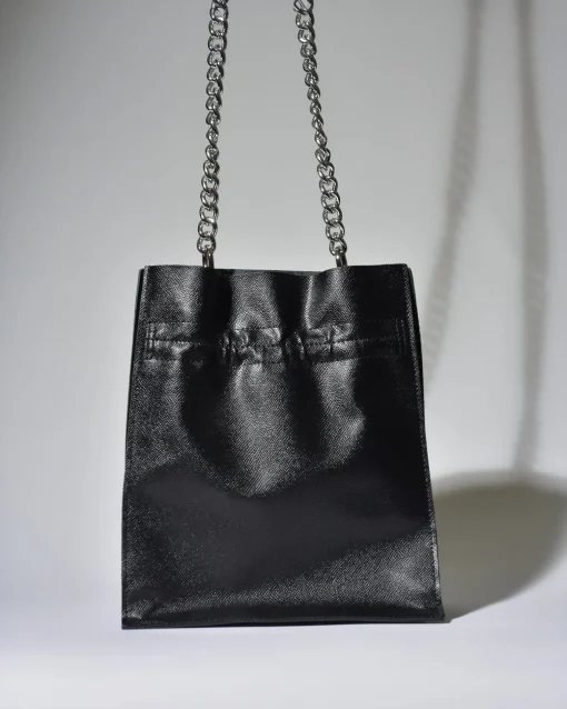 La Piscine Paris Sac sceau en cuir grainé avec chaîne argenté Falorni*Femme Sacs