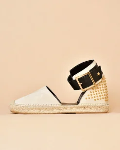 La Piscine Paris Sandales à brides noires et clous dorés Lorena Antoniazzi*Femme Chaussures