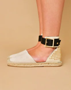 La Piscine Paris Sandales à brides noires et clous dorés Lorena Antoniazzi*Femme Chaussures