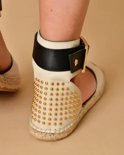 La Piscine Paris Sandales à brides noires et clous dorés Lorena Antoniazzi*Femme Chaussures