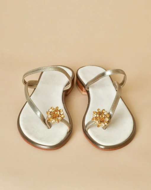 La Piscine Paris Sandales en cuir avec bijou cristal Casheart*Femme Chaussures