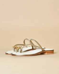 La Piscine Paris Sandales en cuir avec bijou cristal Casheart*Femme Chaussures