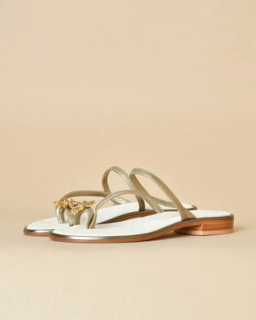 La Piscine Paris Sandales en cuir avec bijou cristal Casheart*Femme Chaussures