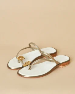 La Piscine Paris Sandales en cuir avec bijou cristal Casheart*Femme Chaussures