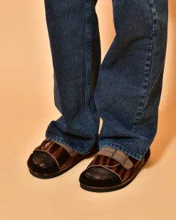 La Piscine Paris Sandales en daim doublées de peau lainée Peserico*Femme Chaussures