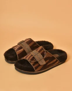 La Piscine Paris Sandales en daim doublées de peau lainée Peserico*Femme Chaussures