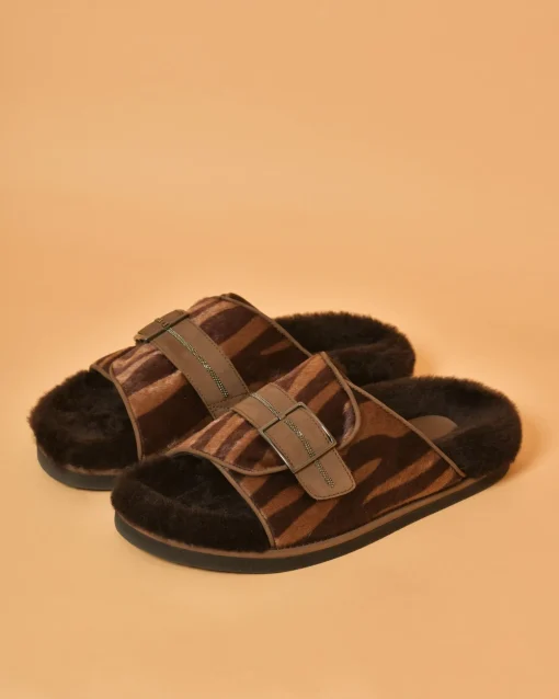 La Piscine Paris Sandales en daim doublées de peau lainée Peserico*Femme Chaussures