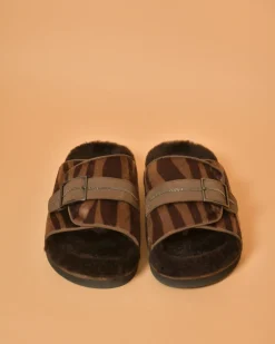 La Piscine Paris Sandales en daim doublées de peau lainée Peserico*Femme Chaussures