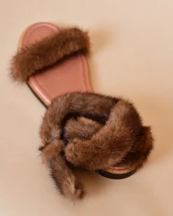La Piscine Paris Sandales en fourrure et satin Valentino*Femme Chaussures
