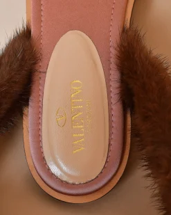 La Piscine Paris Sandales en fourrure et satin Valentino*Femme Chaussures
