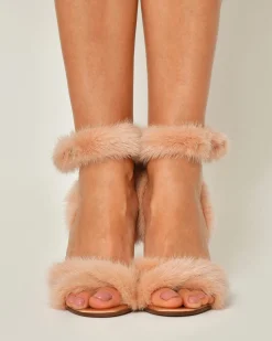 La Piscine Paris Sandales en fourrure et satin Valentino*Femme Chaussures