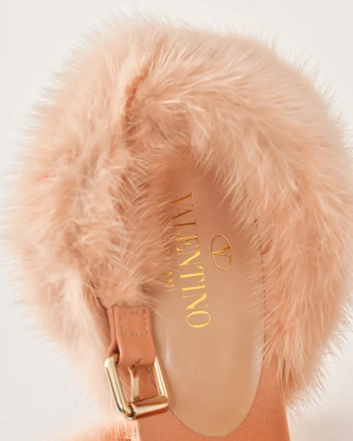 La Piscine Paris Sandales en fourrure et satin Valentino*Femme Chaussures