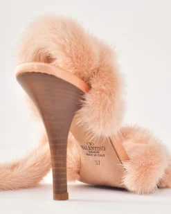 La Piscine Paris Sandales en fourrure et satin Valentino*Femme Chaussures