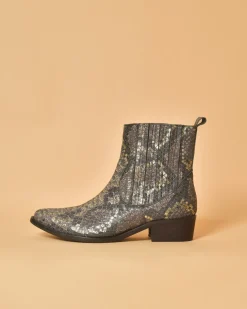 La Piscine Paris Santiags en cuir effet croco Momoni*Femme Chaussures
