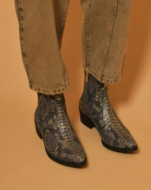 La Piscine Paris Santiags en cuir effet croco Momoni*Femme Chaussures