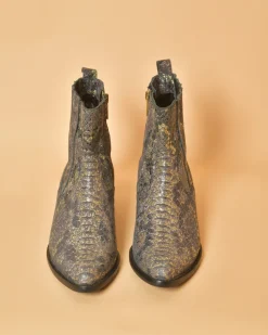 La Piscine Paris Santiags en cuir effet croco Momoni*Femme Chaussures