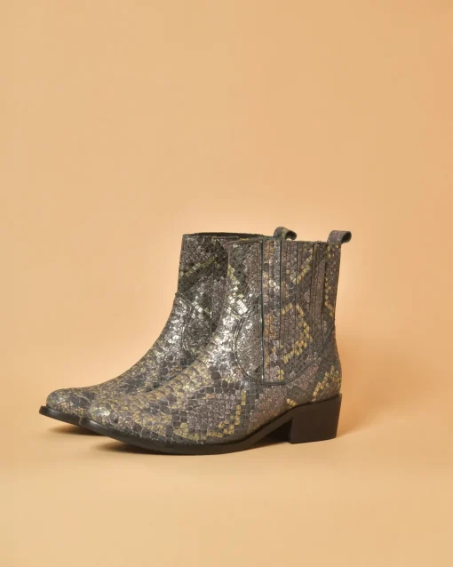 La Piscine Paris Santiags en cuir effet croco Momoni*Femme Chaussures