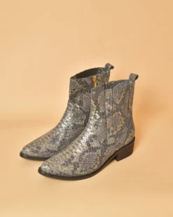 La Piscine Paris Santiags en cuir effet croco Momoni*Femme Chaussures