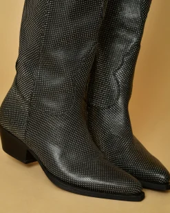 La Piscine Paris Santiags en cuir perforé à détails argentés Liu Jo*Femme Chaussures