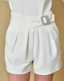La Piscine Paris Short à pinces et ceinture à strass Edward Achour*Femme Shorts|Bas Femme