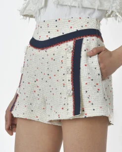 La Piscine Paris Short court écru à bandes bleues Edward Achour*Femme Shorts|Bas Femme