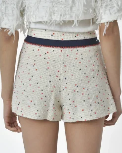 La Piscine Paris Short court écru à bandes bleues Edward Achour*Femme Shorts|Bas Femme
