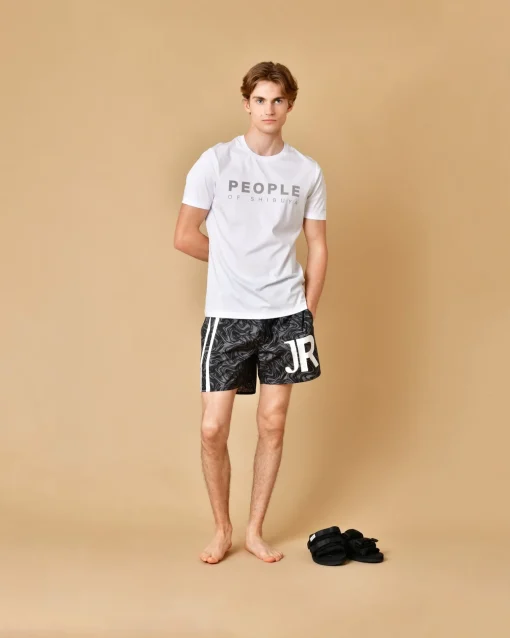 La Piscine Paris Short de bain et noir à imprimé John Richmond*Homme Maillots De Bain