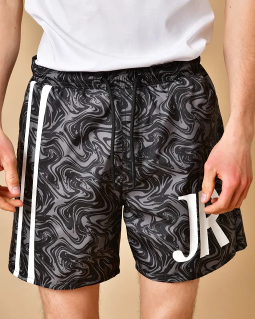 La Piscine Paris Short de bain et noir à imprimé John Richmond*Homme Maillots De Bain