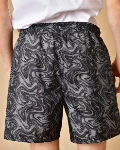 La Piscine Paris Short de bain et noir à imprimé John Richmond*Homme Maillots De Bain
