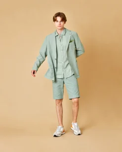 La Piscine Paris Short en coton et lin mélangés de gris AT.P.CO*Homme Shorts