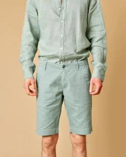 La Piscine Paris Short en coton et lin mélangés de gris AT.P.CO*Homme Shorts