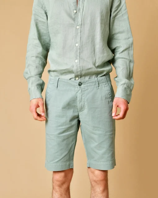 La Piscine Paris Short en coton et lin mélangés de gris AT.P.CO*Homme Shorts