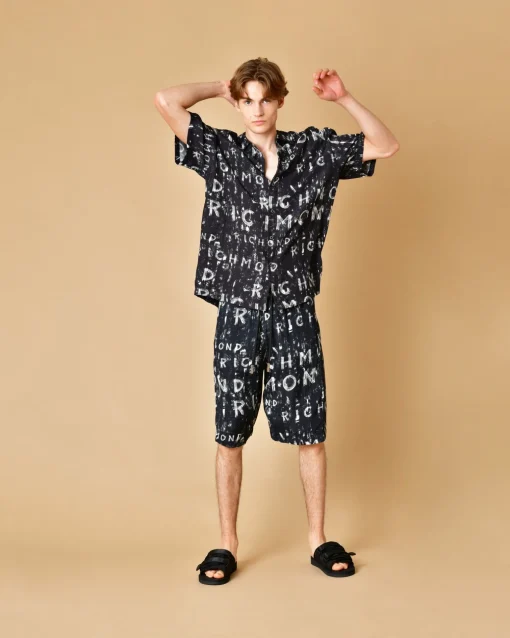 La Piscine Paris Short en viscose à imprimé d'écriture de pinceaux John Richmond*Homme Shorts