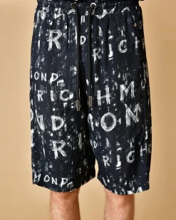 La Piscine Paris Short en viscose à imprimé d'écriture de pinceaux John Richmond*Homme Shorts