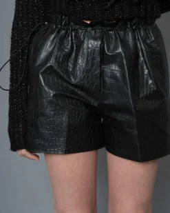 La Piscine Paris Short e en cuir synthétique croco Nude*Femme Shorts
