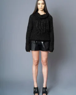 La Piscine Paris Short e en cuir synthétique croco Nude*Femme Shorts