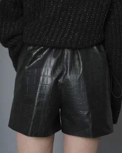 La Piscine Paris Short e en cuir synthétique croco Nude*Femme Shorts
