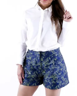 La Piscine Paris Short taille haute en crêpe à motifs abstraits vert Markus Lupfer*Femme Shorts