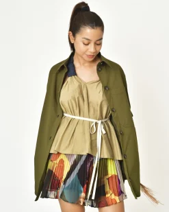 La Piscine Paris Surchemise en coton à franges bicolore T_Coat*Femme Blousons & Vestes