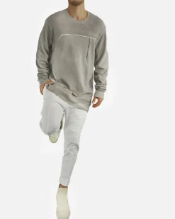 La Piscine Paris Sweat à poche zippée fantaisie effet délavé Lost & Found*Homme Sweats