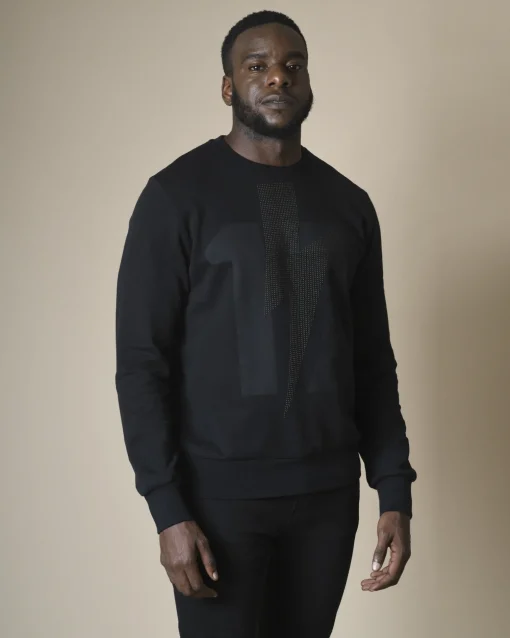La Piscine Paris Sweat en coton à éclairs cloutés Hydrogen*Homme Sweats
