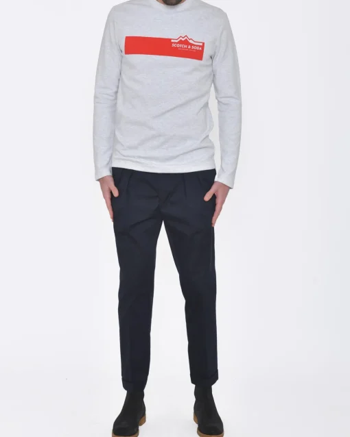 La Piscine Paris Sweat gris avec bannière logo rouge Scotch & Soda*Homme Sweats