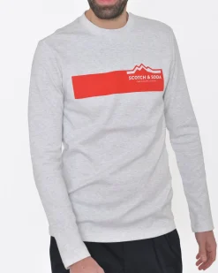 La Piscine Paris Sweat gris avec bannière logo rouge Scotch & Soda*Homme Sweats