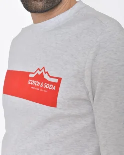 La Piscine Paris Sweat gris avec bannière logo rouge Scotch & Soda*Homme Sweats